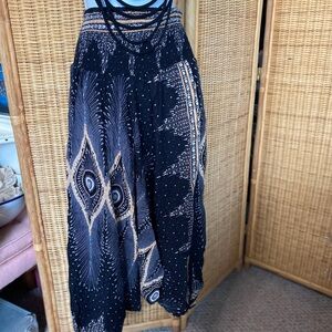HighVibe Hippie Elegant Black and Gold Women's Low  crotch Harem  pants